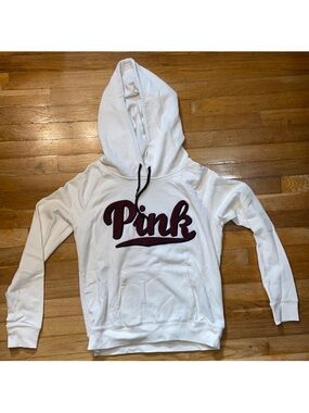 PINK - White Hoodie - L